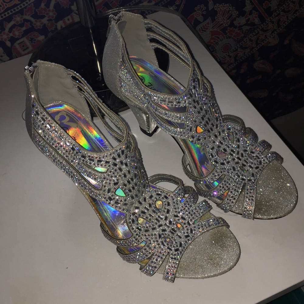 iridescent 1/2 inch formal heels (sparkly)